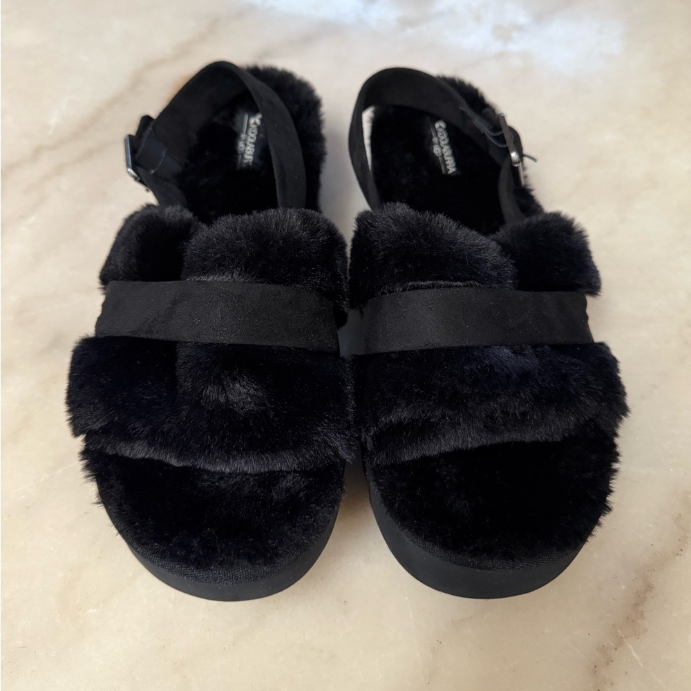 Koolaburra Black Furry Sandals